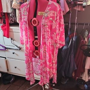 Torrid Pink Floral Sheer Blouse